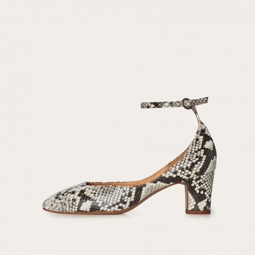 Sira Heels, off white python pattern